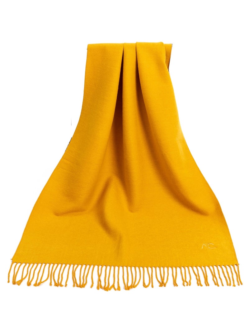 Écharpe en cachemire jaune Recto-Verso Jaune - Kiabi