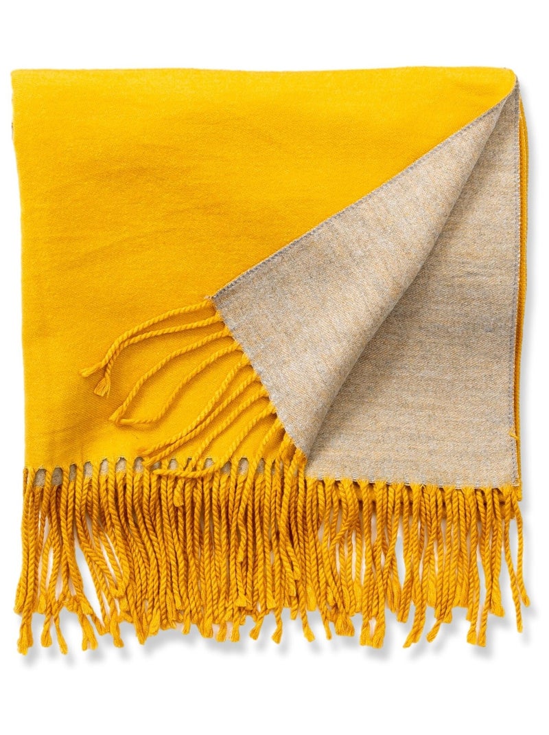 Écharpe en cachemire jaune Recto-Verso Jaune - Kiabi