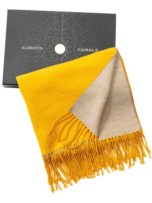 Écharpe en cachemire jaune Recto-Verso - Kiabi