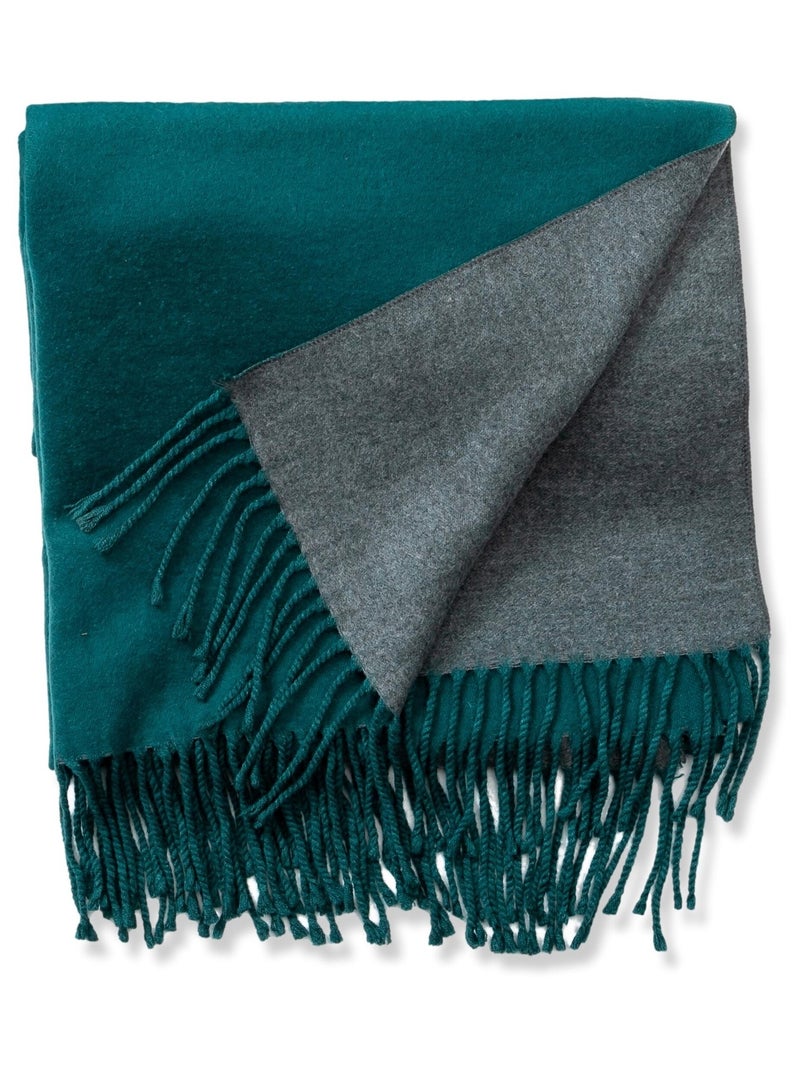 Écharpe en cachemire vert Recto-Verso Vert - Kiabi