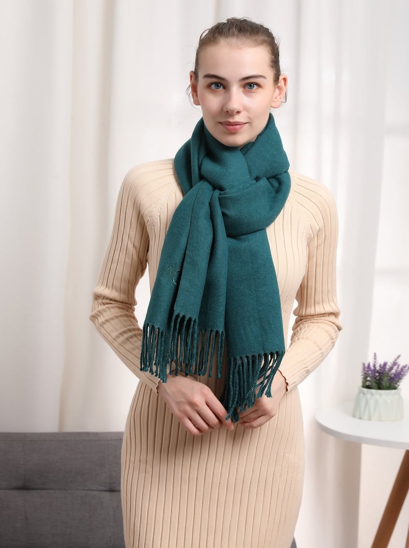 Écharpe en cachemire vert Recto-Verso Vert - Kiabi