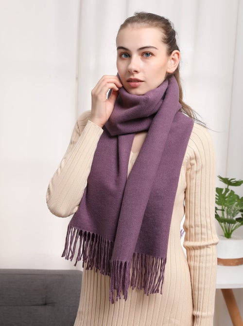 Écharpe en cachemire violet Recto-Verso - Kiabi