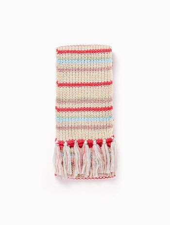 Écharpe en maille à franges avec jacquard