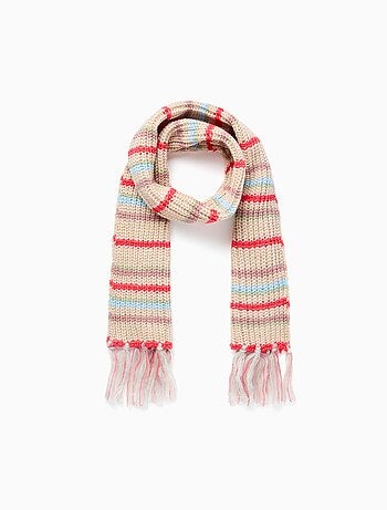 Écharpe en maille à franges avec jacquard