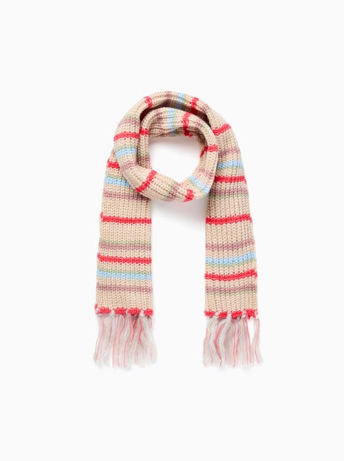 Écharpe en maille à franges avec jacquard - Kiabi