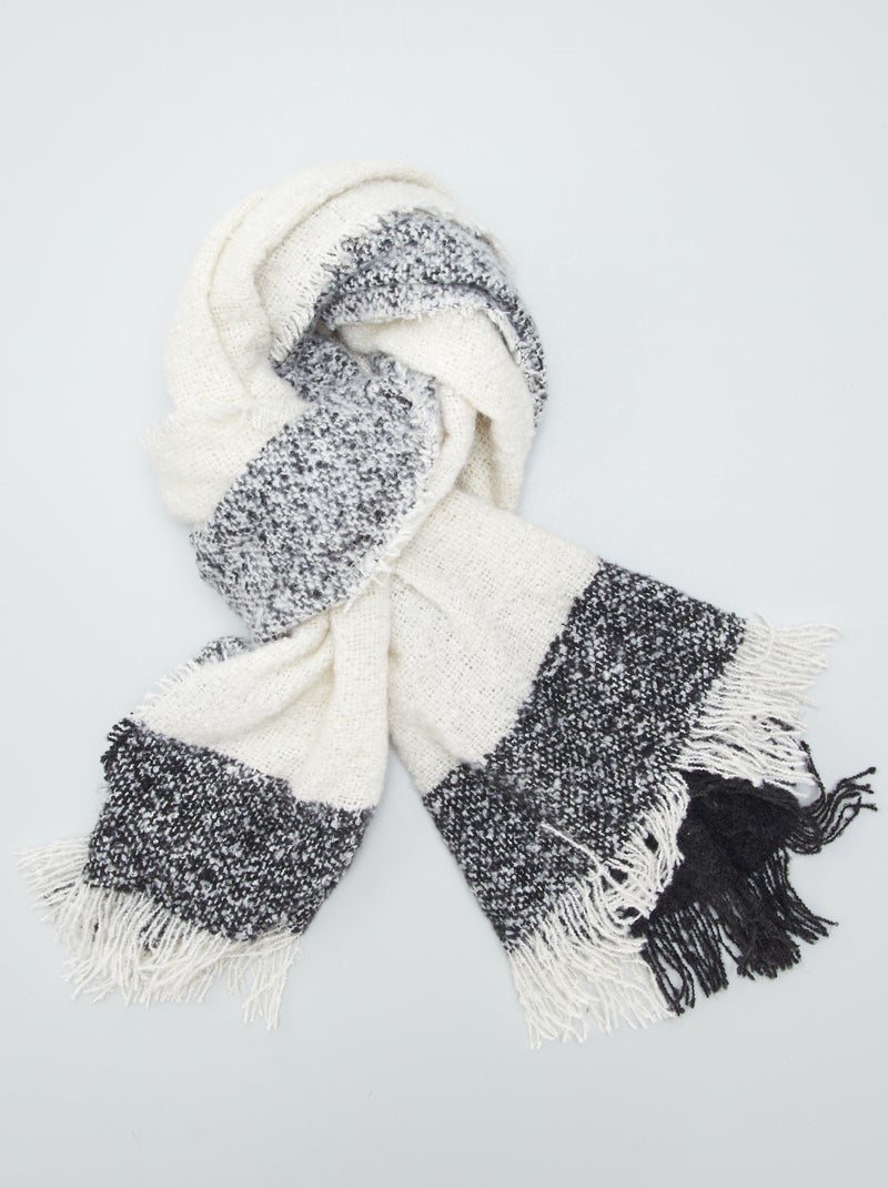 Echarpe en maille bouclette Blanc/noir - Kiabi