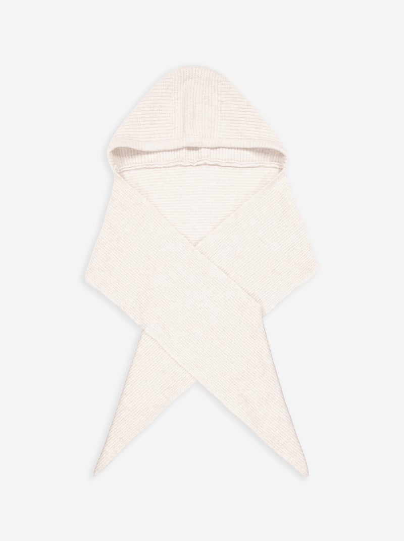 Echarpe en maille côtelée avec capuche intégrée Beige - Kiabi