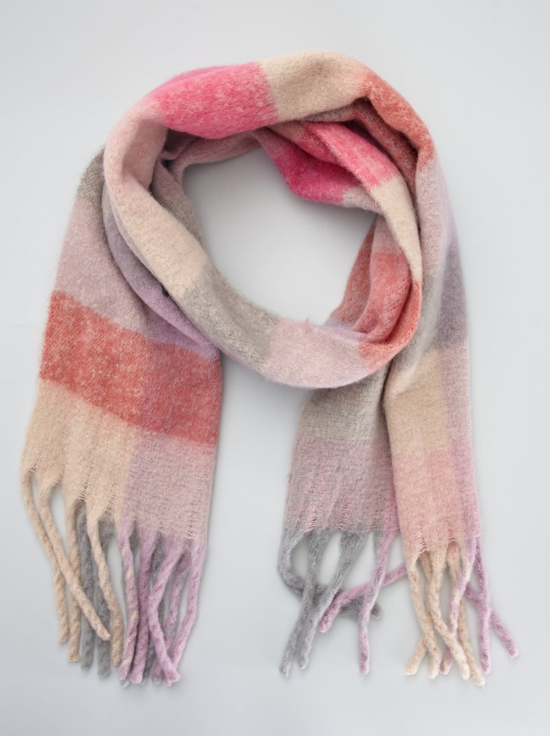 Echarpe en maille doudou Gris/Rose - Kiabi