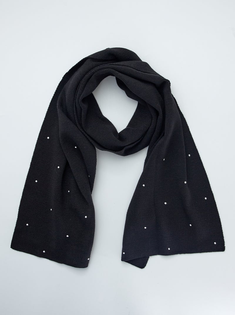 Echarpe en maille fine détail à strass Noir - Kiabi