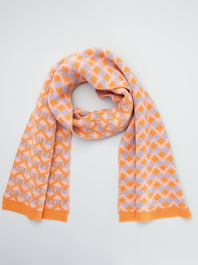 Echarpe en maille jacquard Rose - Kiabi