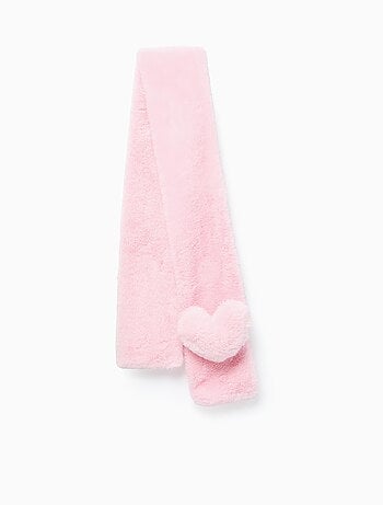 Écharpe en peluche douce synthétique avec cœur 3D