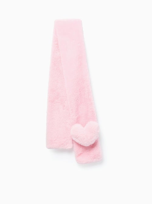 Écharpe en peluche douce synthétique avec cœur 3D - Kiabi