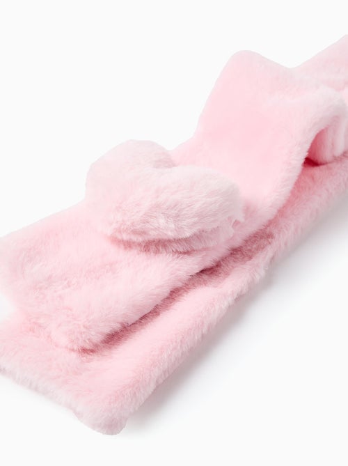 Écharpe en peluche douce synthétique avec cœur 3D - Kiabi