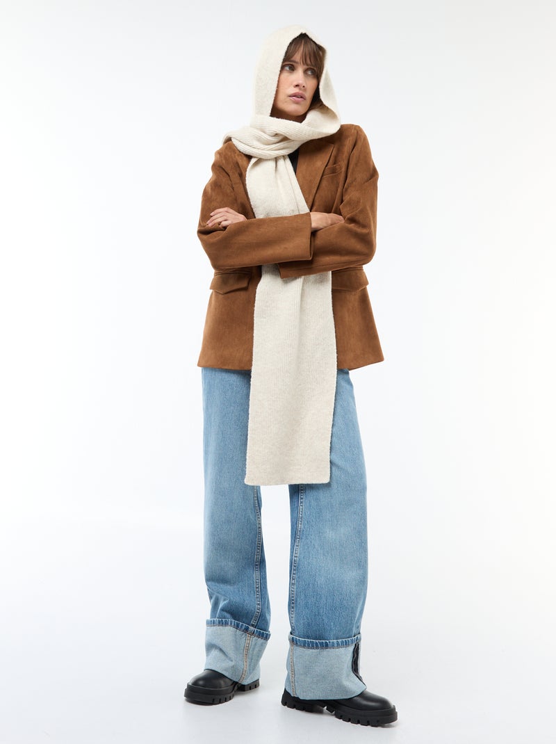 Echarpe en tricot avec capuche intégrée Beige - Kiabi