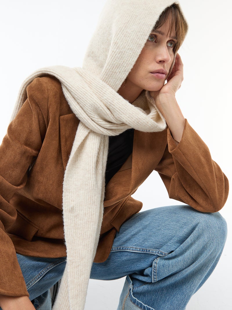 Echarpe en tricot avec capuche intégrée Beige - Kiabi