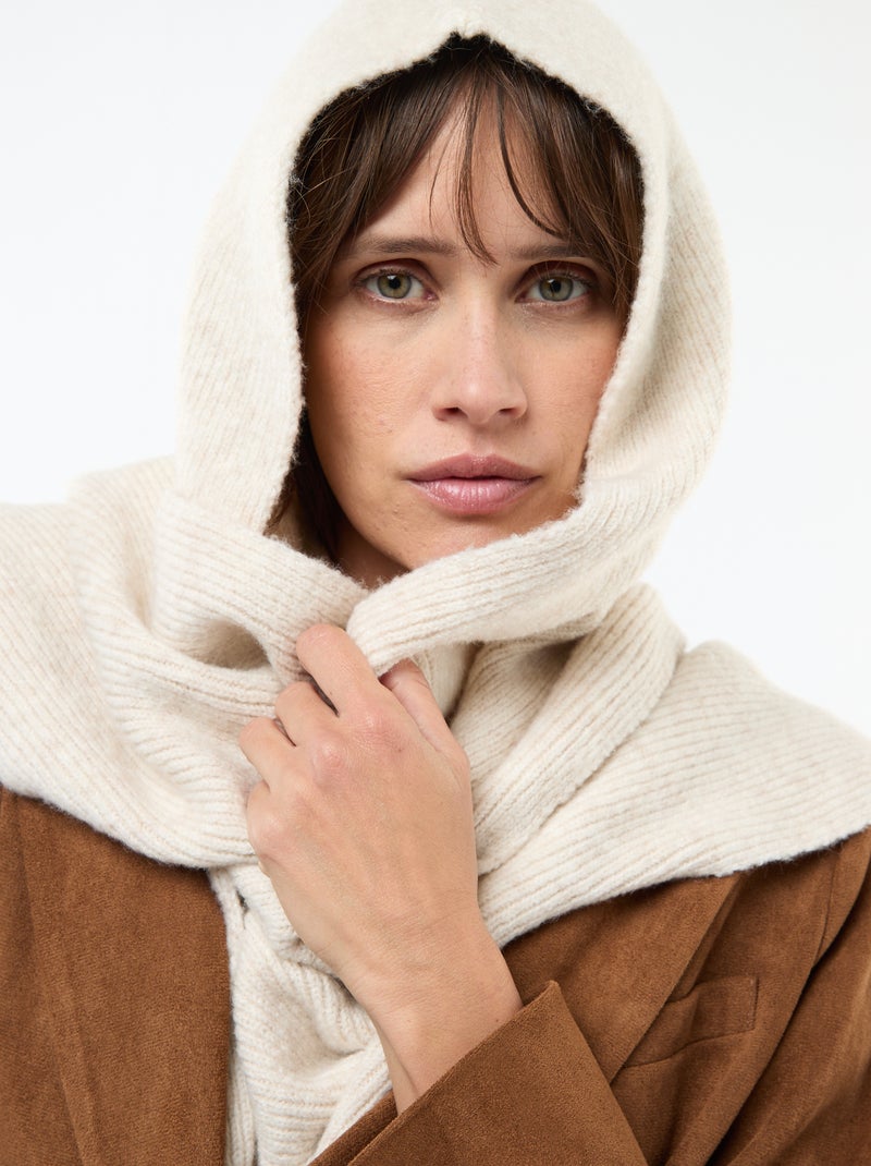 Echarpe en tricot avec capuche intégrée Beige - Kiabi