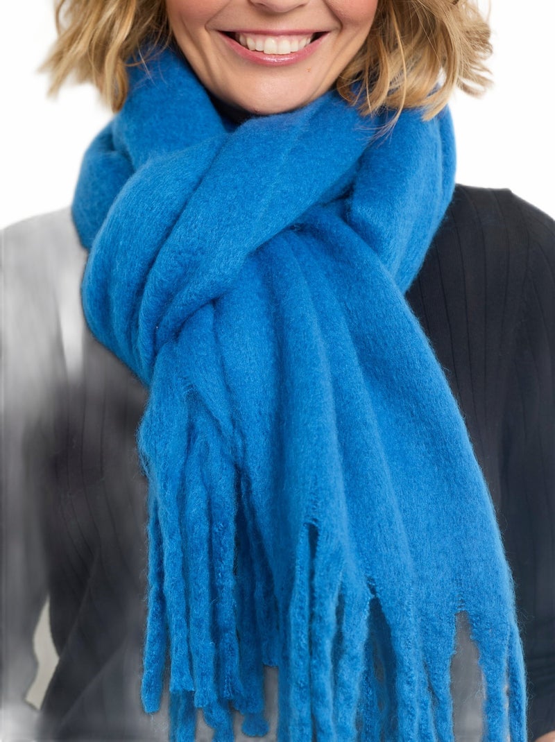 Echarpe épaisse chaude unie duveteuse Bleu - Kiabi