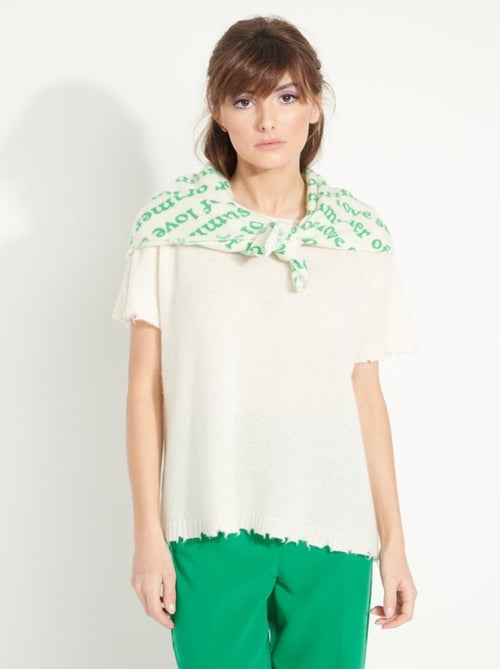 Écharpe femme 100% cachemire imprimé blanc - UNI 7 - Kiabi