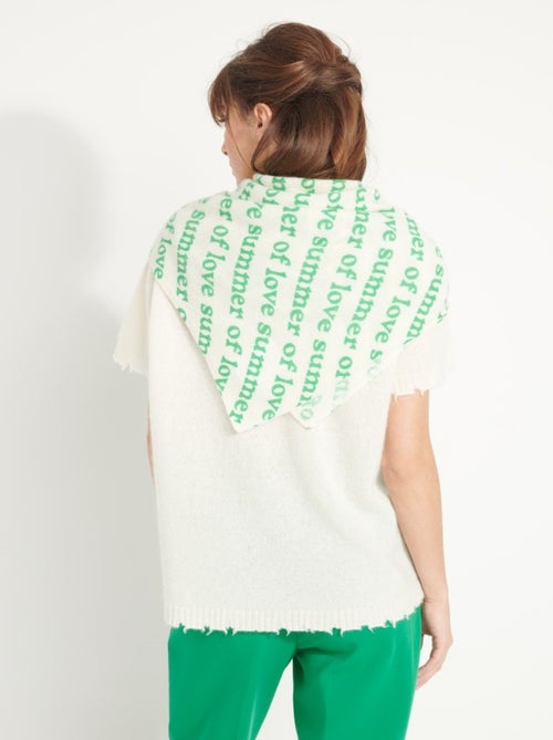 Écharpe femme 100% cachemire imprimé blanc - UNI 7 - Kiabi