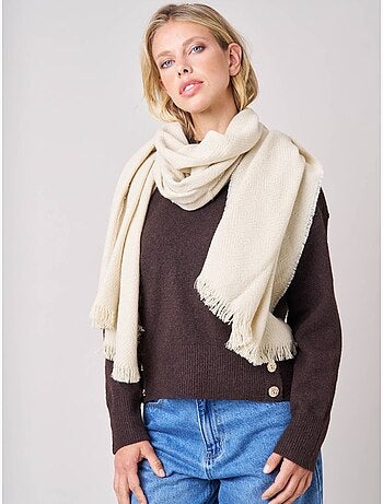 Écharpe femme chevron avec franges 'Deeluxe'