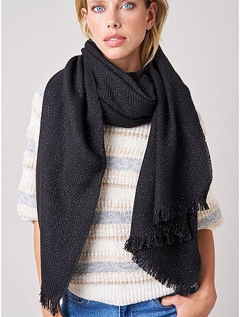 Écharpe femme chevron avec franges 'Deeluxe'