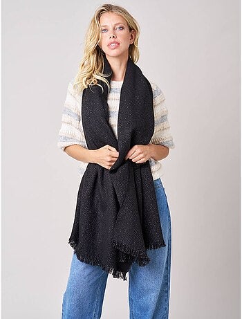 Écharpe femme chevron avec franges 'Deeluxe'