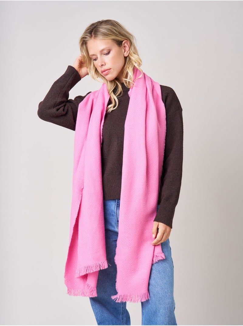 Écharpe femme chevron avec franges 'deeluxe' Vieux rose - Kiabi