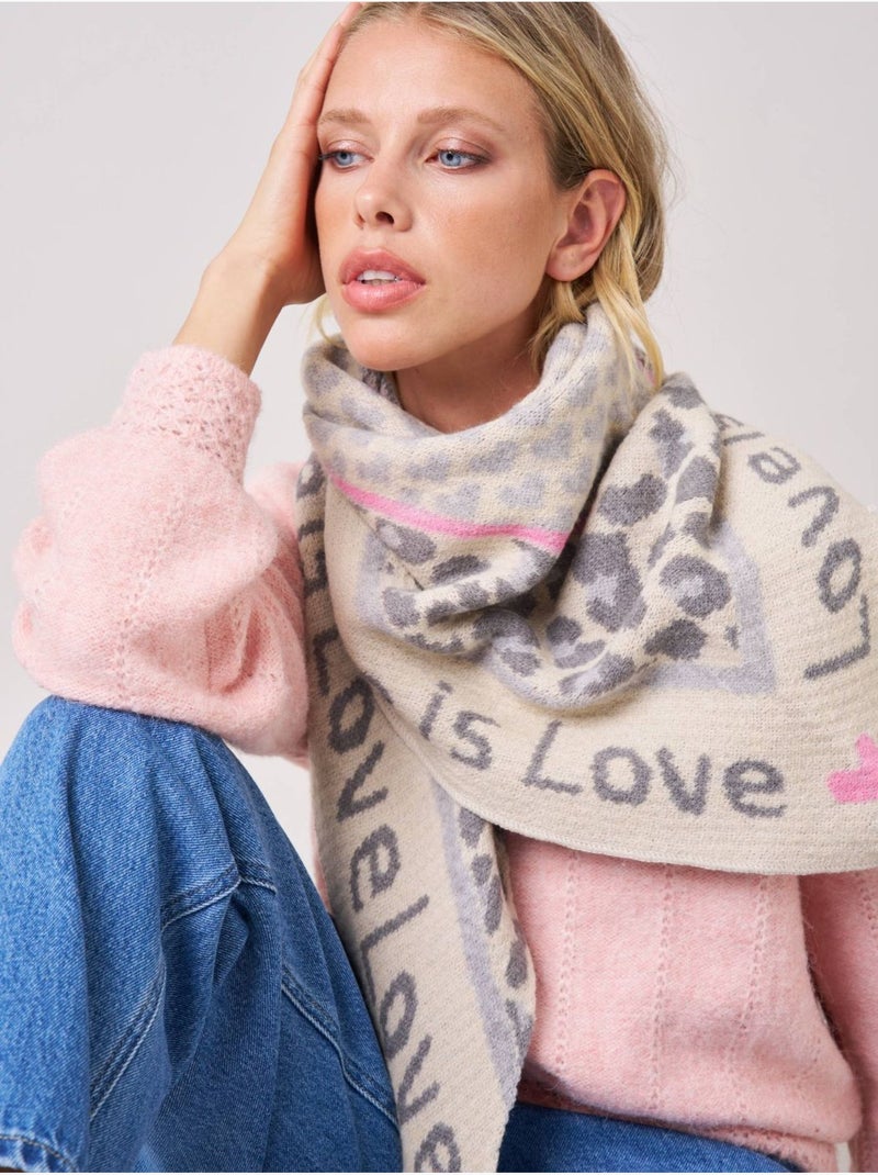 Echarpe femme imprimé animalier 'deeluxe' Beige argile - Kiabi