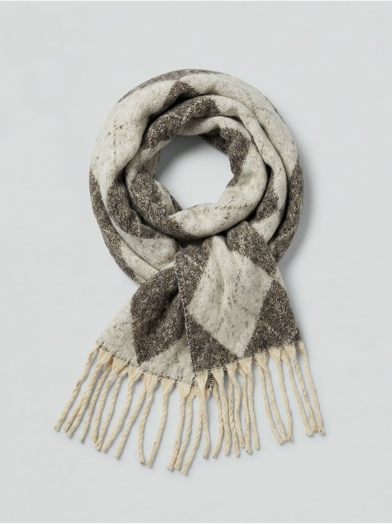Echarpe femme motif graphique losange 'Deeluxe' Gris - Kiabi