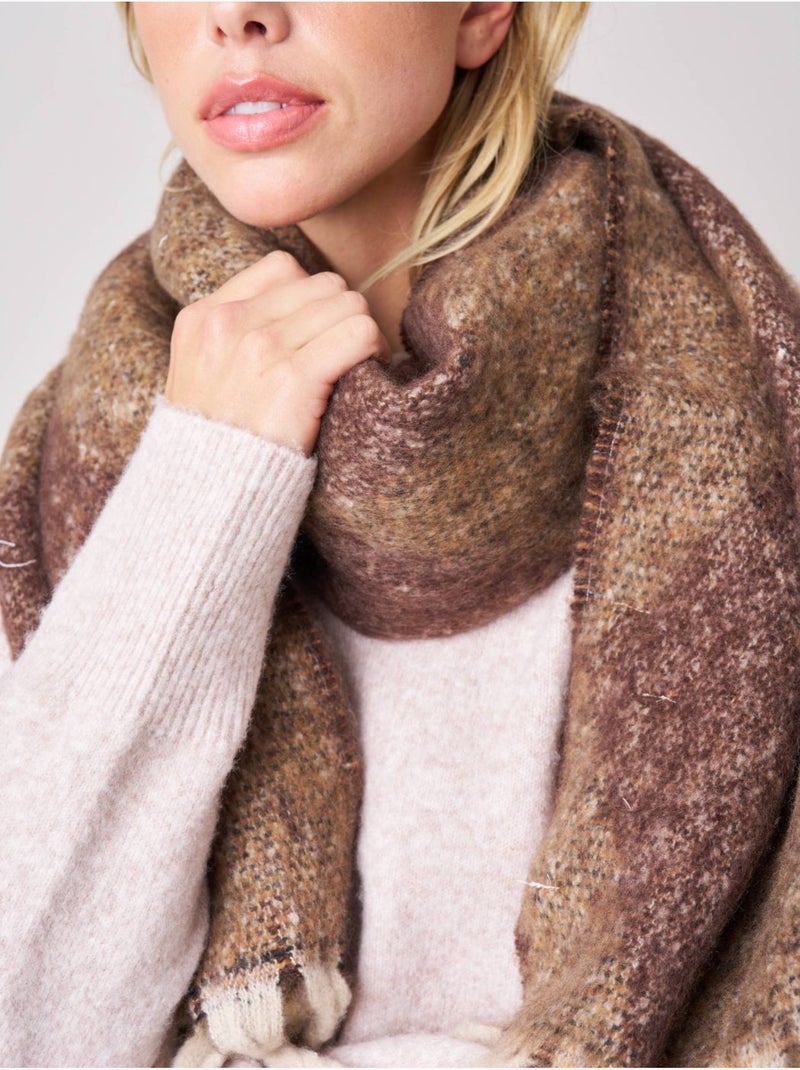 Echarpe femme motif graphique losange 'Deeluxe' Marron - Kiabi
