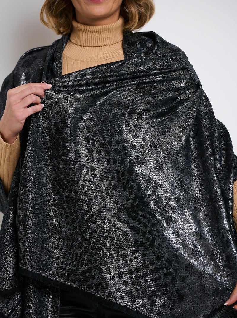 Echarpe fine motif animalier métallisé Noir - Kiabi