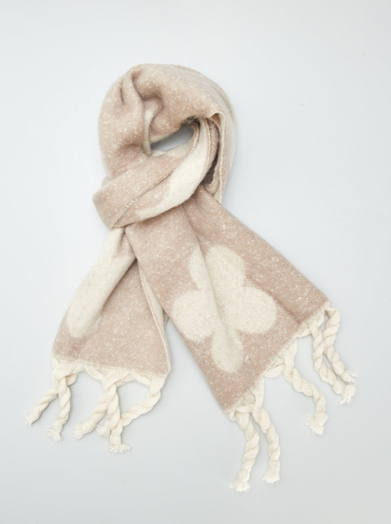 Echarpe fleurie maille douce Beige - Kiabi