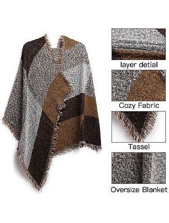 Écharpe grand plaid en imitation cachemire - carreaux à glands - miss lulu