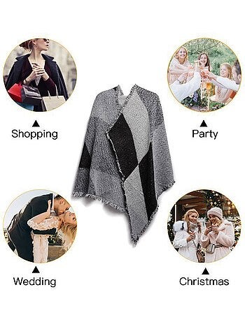 Écharpe grand plaid en imitation cachemire - carreaux à glands - miss lulu
