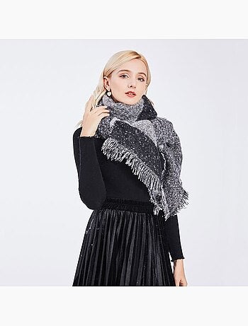 Écharpe grand plaid en imitation cachemire - carreaux à glands - miss lulu