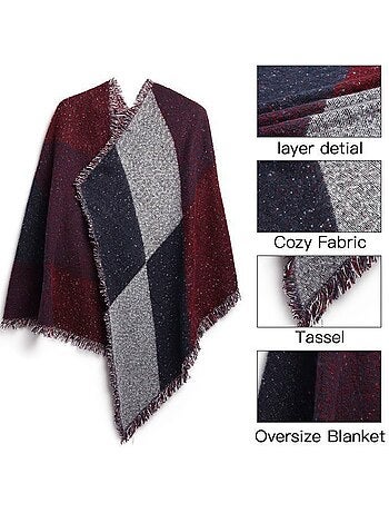 Écharpe grand plaid en imitation cachemire - carreaux à glands - miss lulu