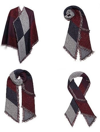 Écharpe grand plaid en imitation cachemire - carreaux à glands - miss lulu