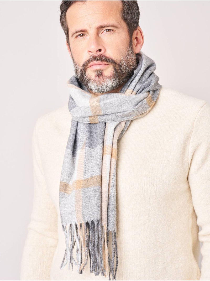 Écharpe homme à carreaux avec franges 'Deeluxe' Gris - Kiabi
