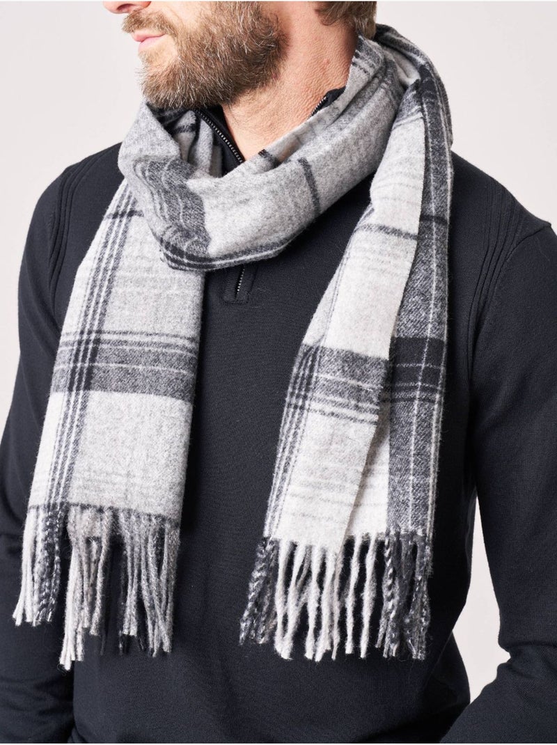 Écharpe homme à carreaux avec franges 'Deeluxe' Gris - Kiabi