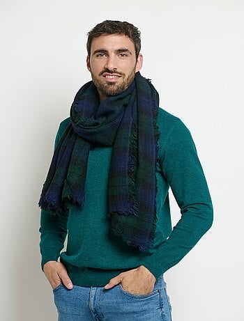 Echarpe homme chaude carreaux avec laine