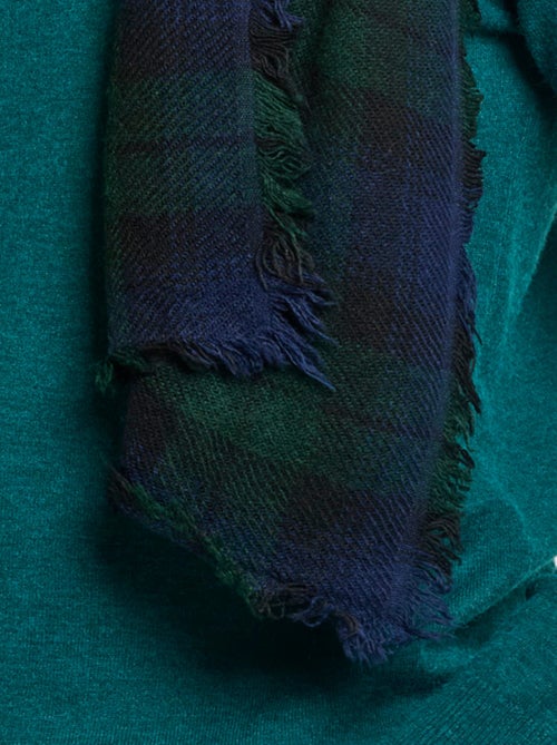 Echarpe homme chaude carreaux avec laine - Kiabi