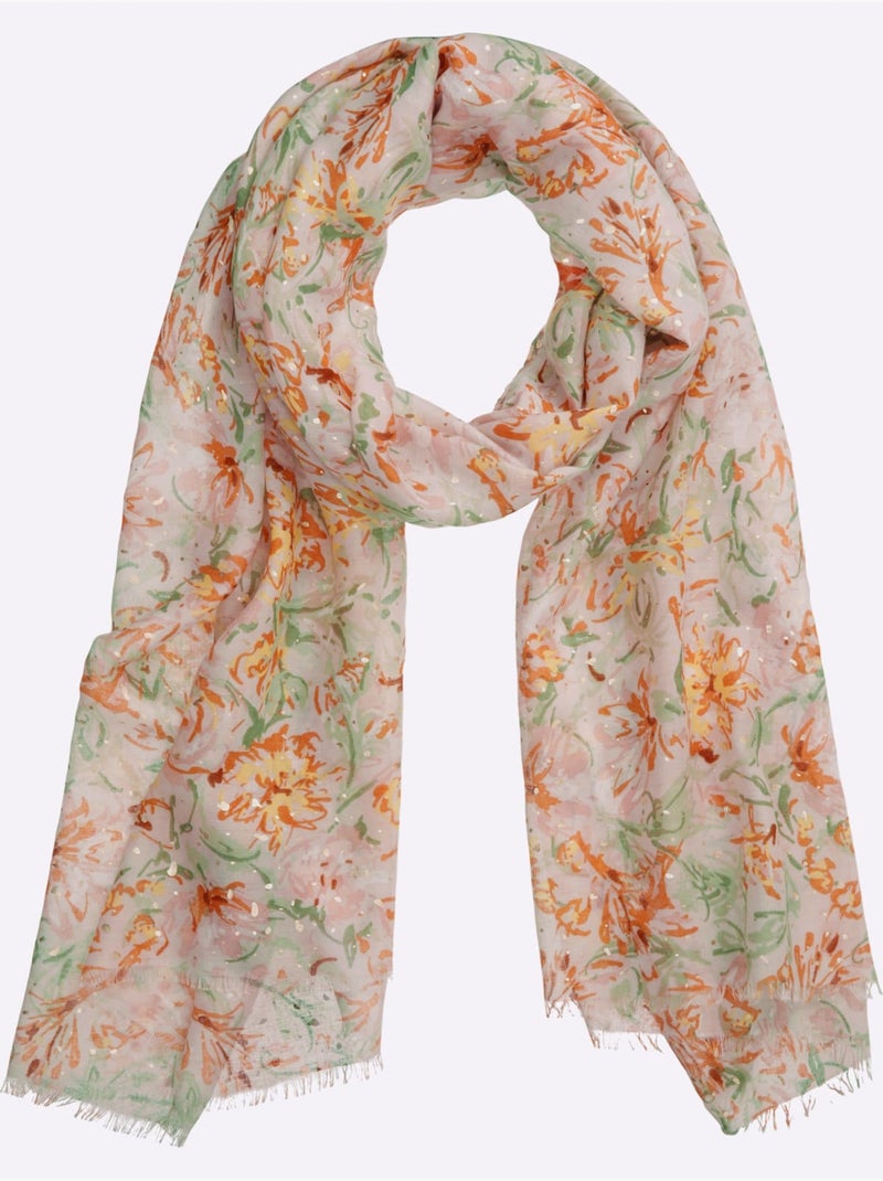 écharpe Imprimé Floral Délicat - Taille Standard - Helline Multicolore - Kiabi