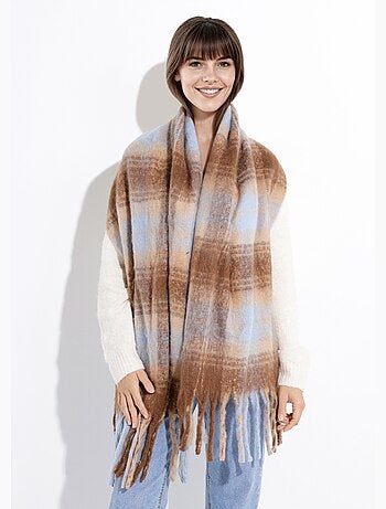 Echarpe longue à carreaux, à franges - AFIBEL