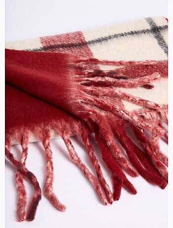 Echarpe longue bicolore carreaux / uni - AFIBEL