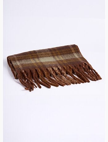 Echarpe longue bicolore carreaux / uni - AFIBEL