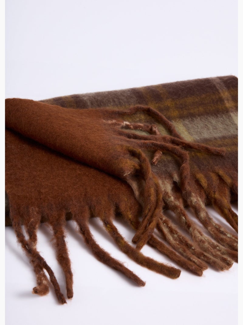 Echarpe longue bicolore carreaux / uni - AFIBEL Taupe - Kiabi