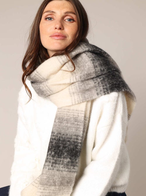 Écharpe moelleuse à gros carreaux, couleurs dégradées  'Deeluxe' - Kiabi