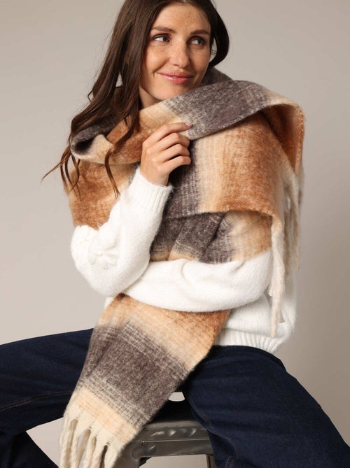 Écharpe moelleuse à gros carreaux, couleurs dégradées  'Deeluxe' - Kiabi