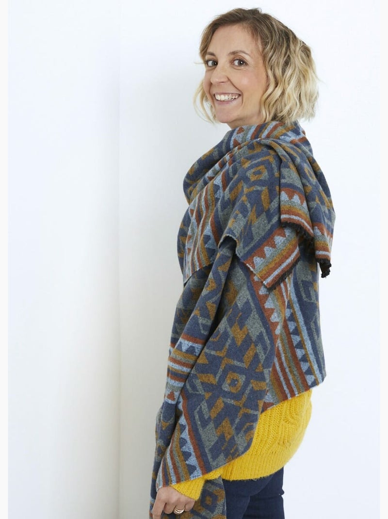 Écharpe motif géométrique Bleu - Kiabi