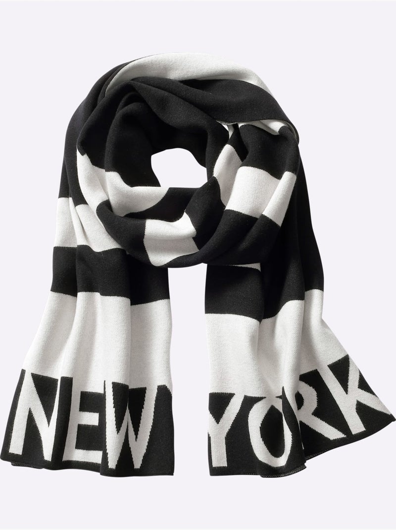 écharpe Motif Graphique - Taille Standard - Helline Noir Blanc - Kiabi